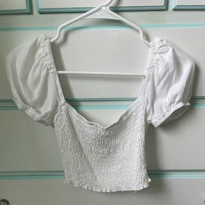 white smocked top